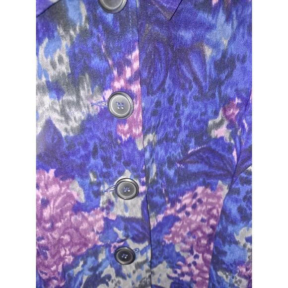 Briggs New York Blue Floral Button‎ Up Blouse - Picture 3 of 6